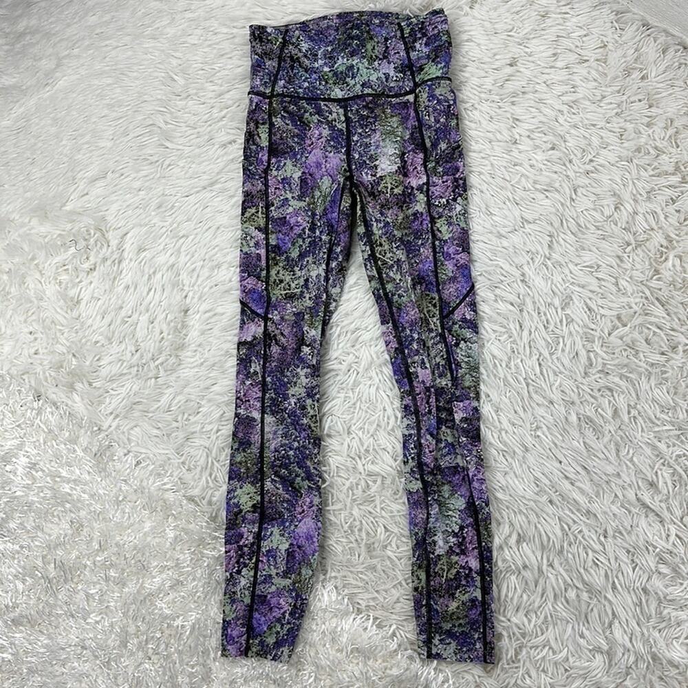 Lululemon Fast & Free 7/8 Tight II *Nulux 25" Vivid Vision Multi Black